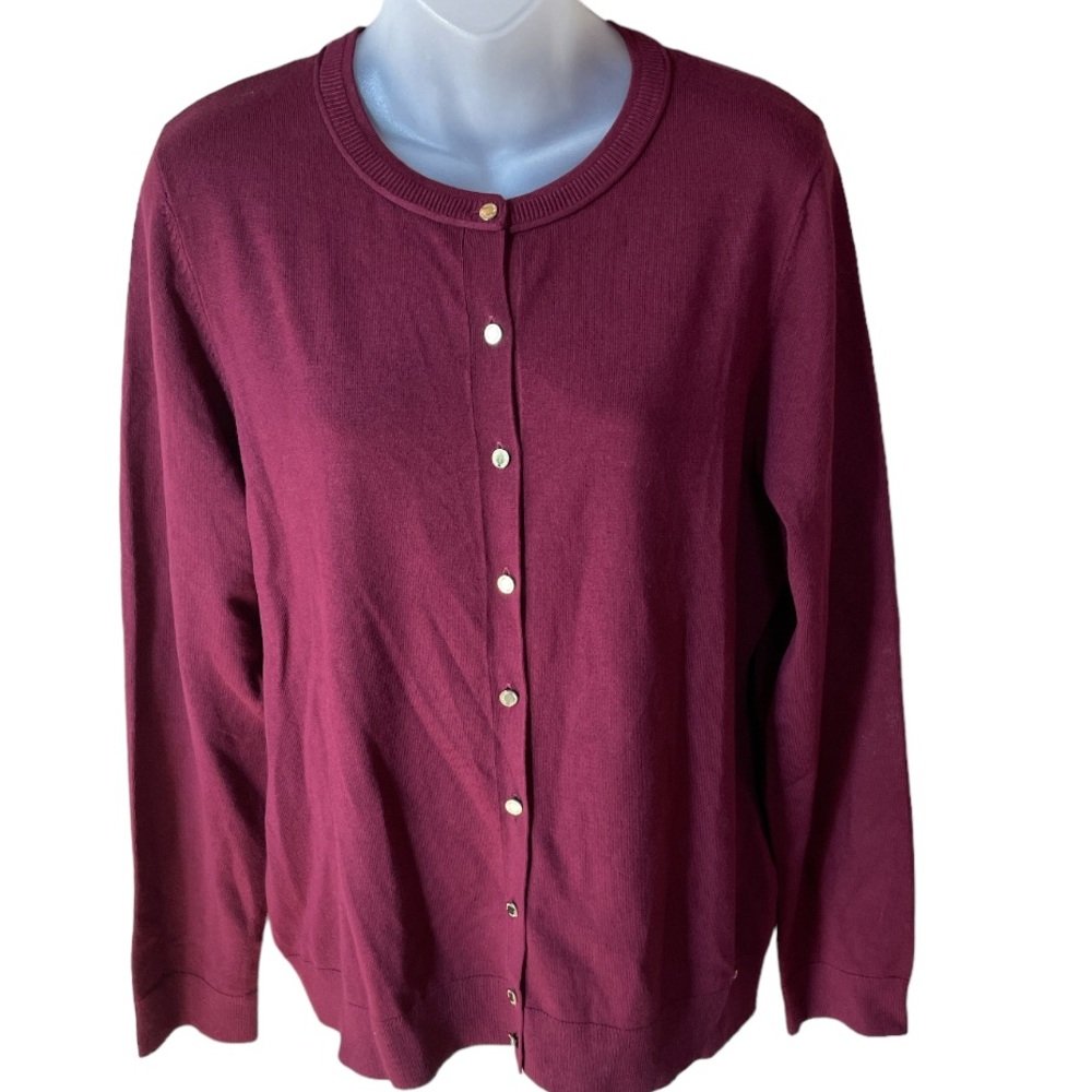 Calvin Klein Burgundy Cardigan Sweater